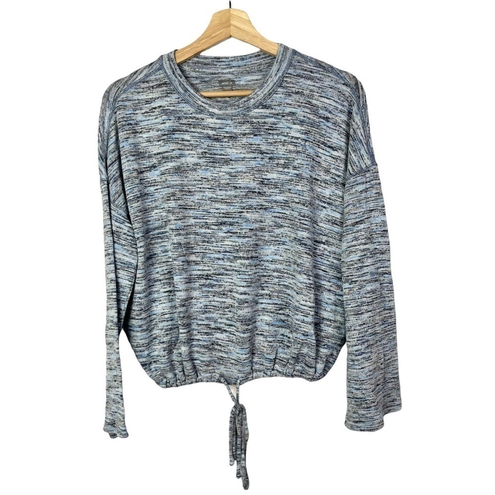 Aerie Blue Brushed Knit‎ Tie Waist Long Sleeve Top S